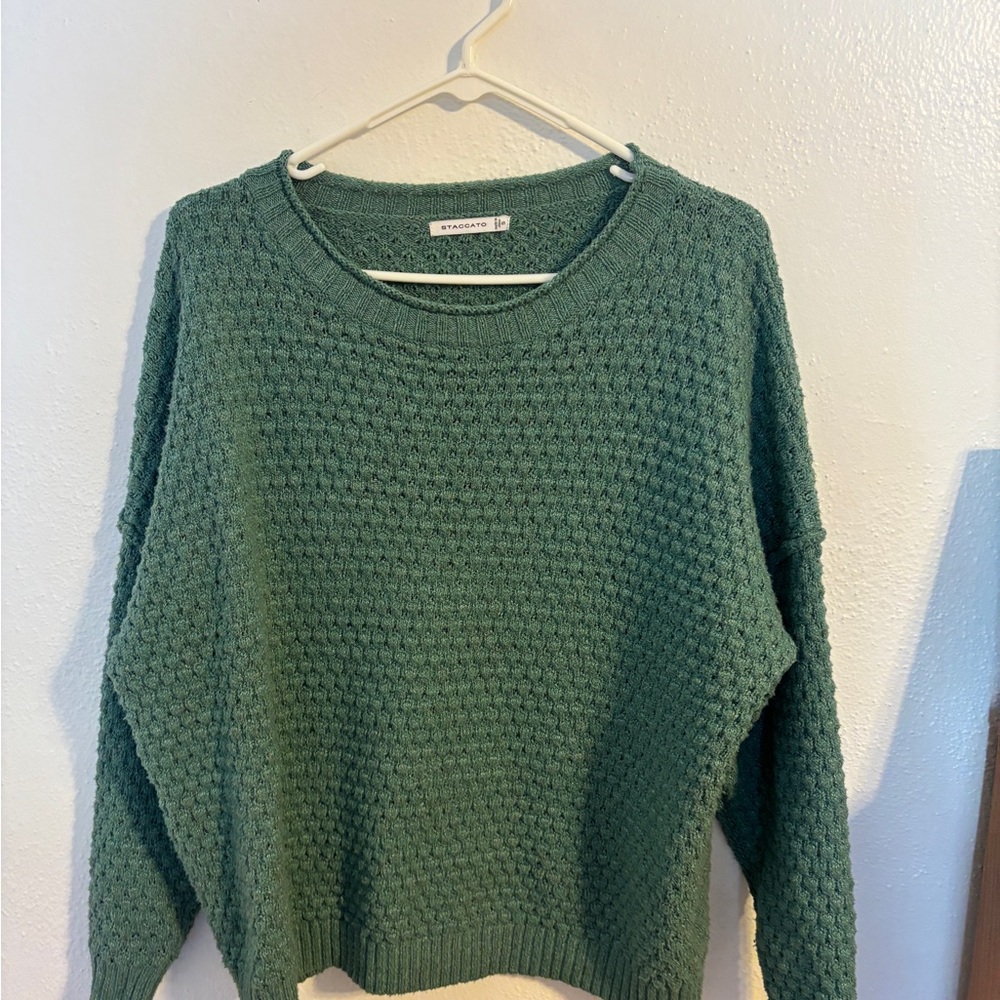 Staccato Textured Knit Sweater in Teal
